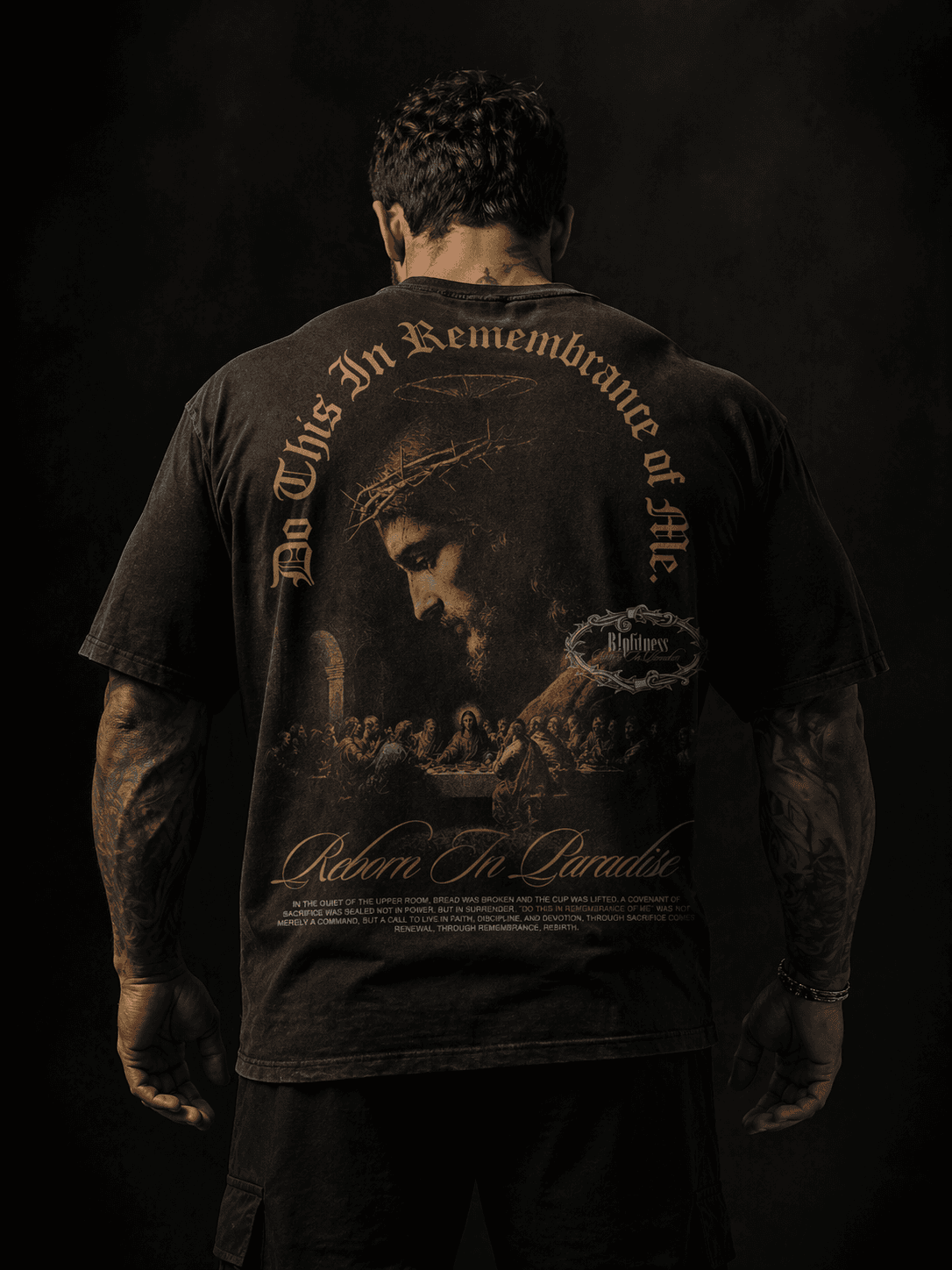 Do This In Remembrance — Last Supper vintage oversized tee — R1P FITNESS Faith Collection
