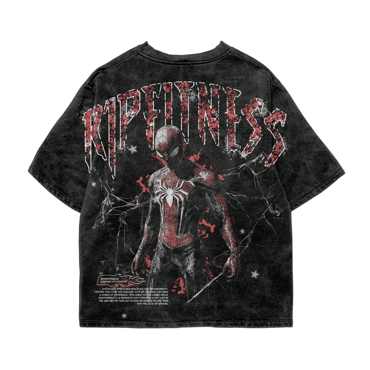 R1PFITNESS Spider-Man Oversized Tee — Great Power product photo