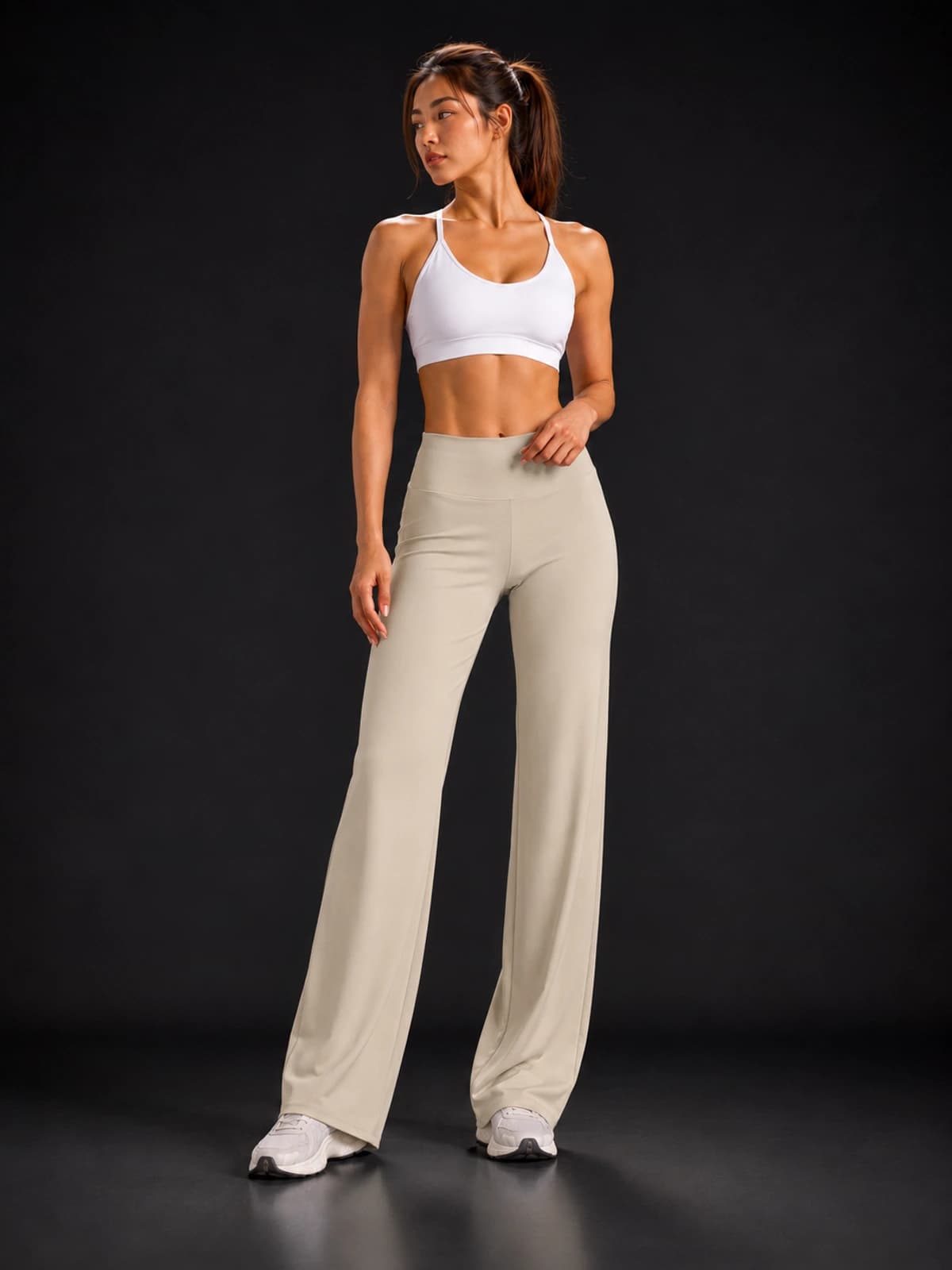 R1P Women's Wide Leg Lounge Pant in Cream front view