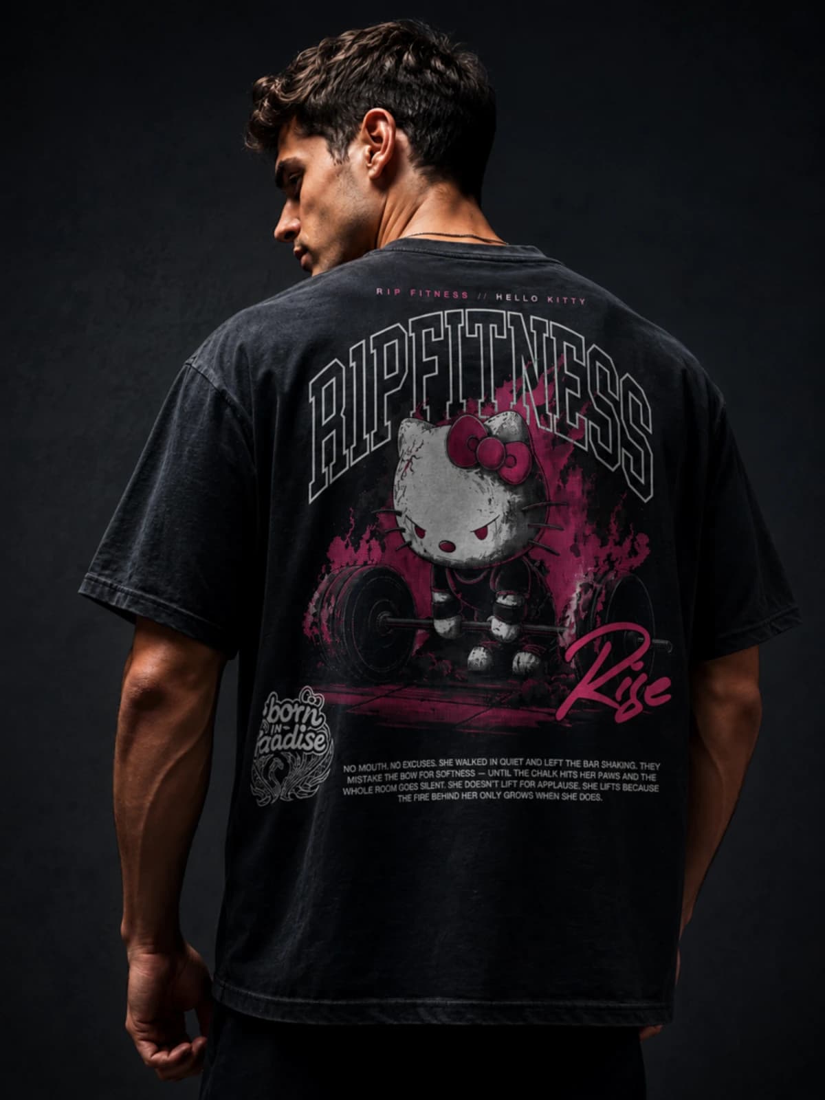 Iron Resolve Oversized Tee — Washed Black | R1PFITNESS product image
