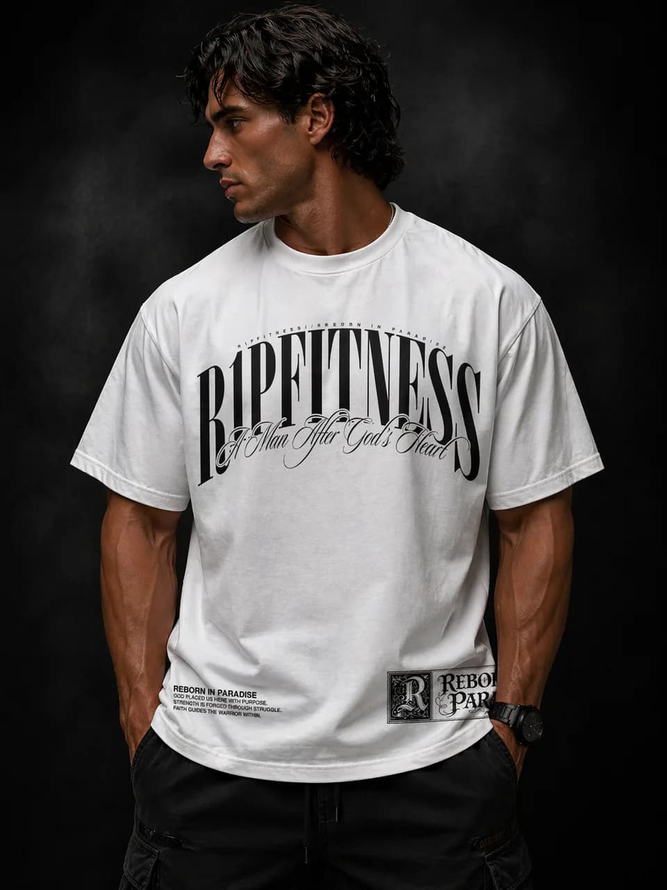 A Man After God's Heart — David Tee front — shepherd boy — R1P FITNESS Faith Collection