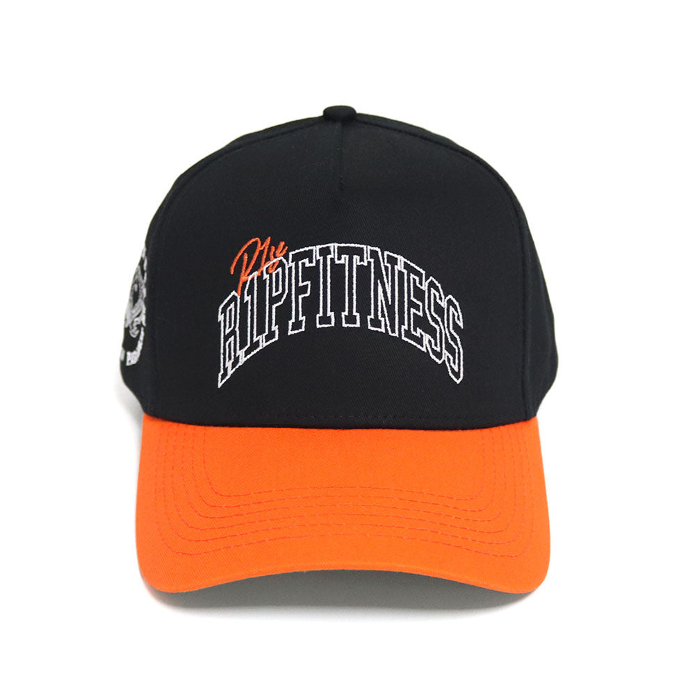 R1PFITNESS 5 Panel Classic Hat - Black and Orange