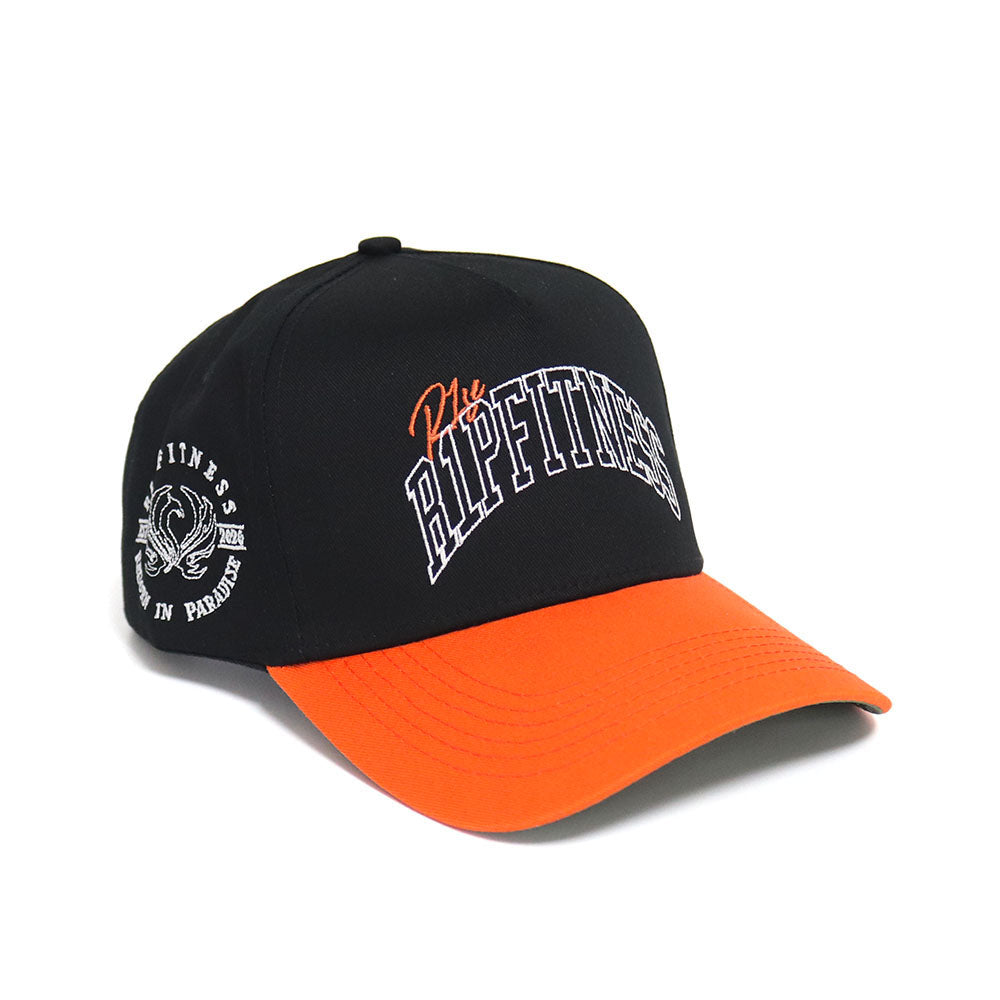 R1PFITNESS 5 Panel Classic Hat - Black and Orange