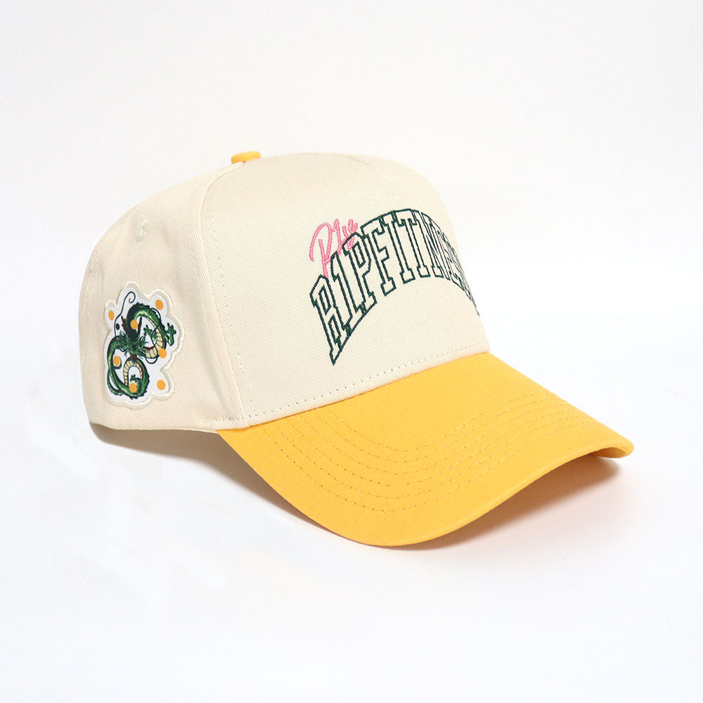 R1PFITNESS 5 Panel Classic Hat - Cream, Yellow, and Green