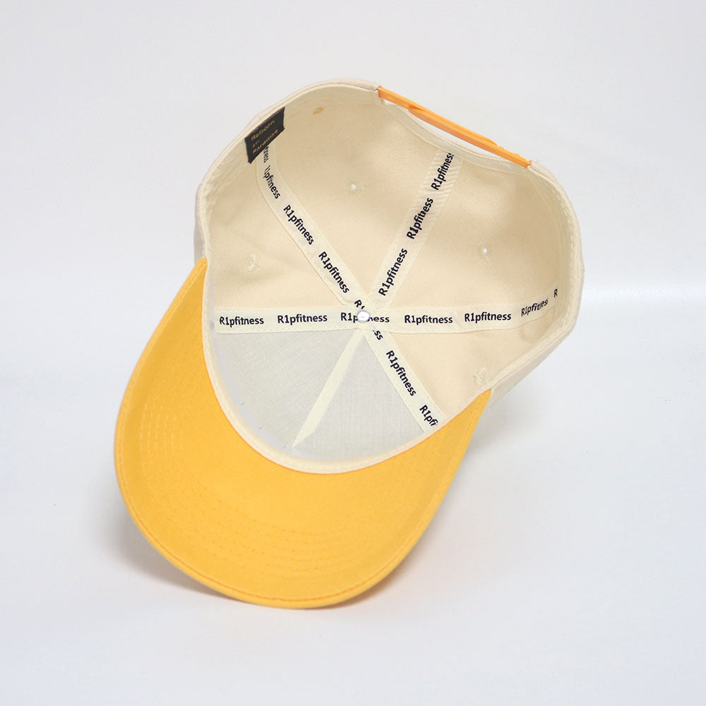 R1PFITNESS 5 Panel Classic Hat - Cream, Yellow, and Green