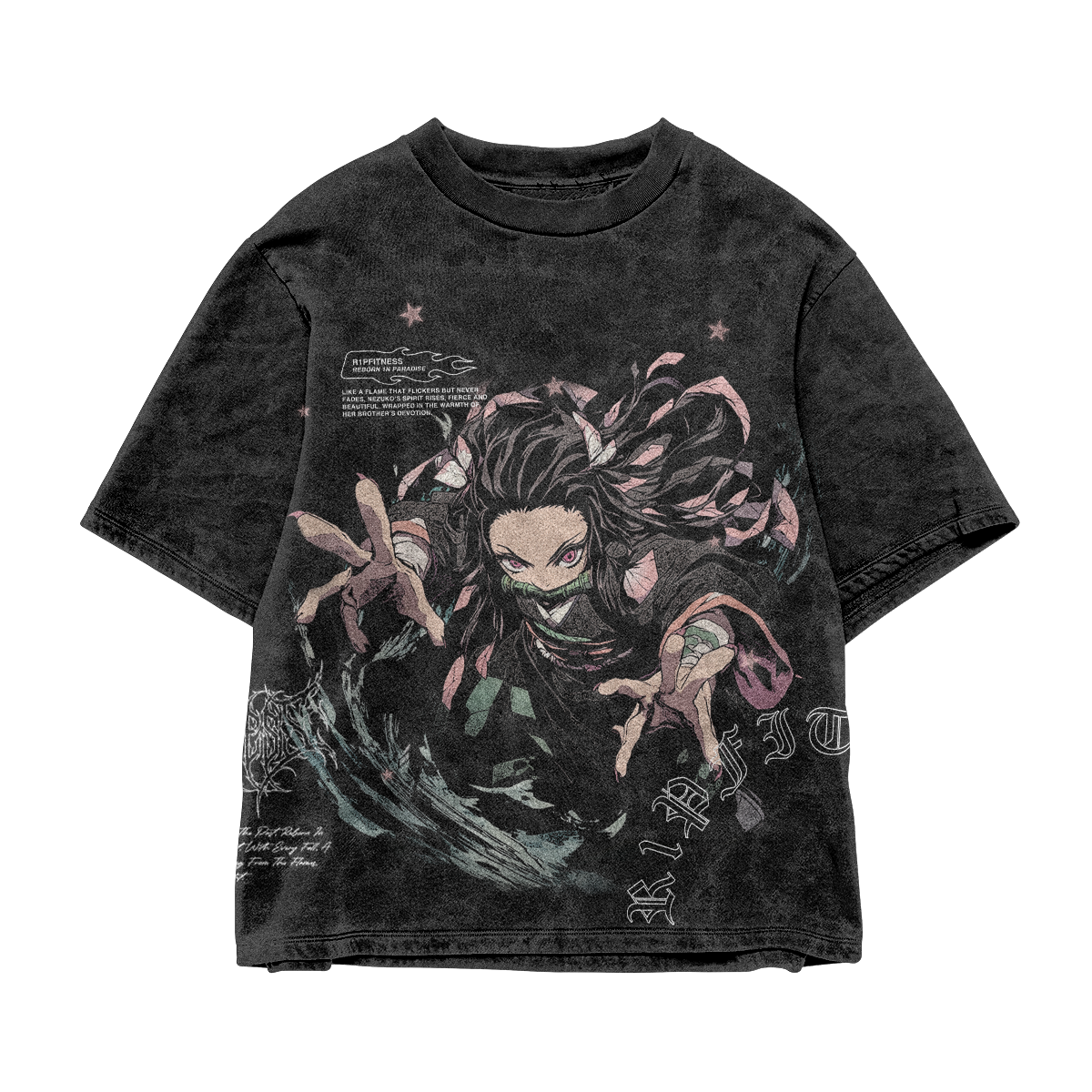 Nezuko Vintage Oversized Tee | Demon Slayer x R1PFitness Collection