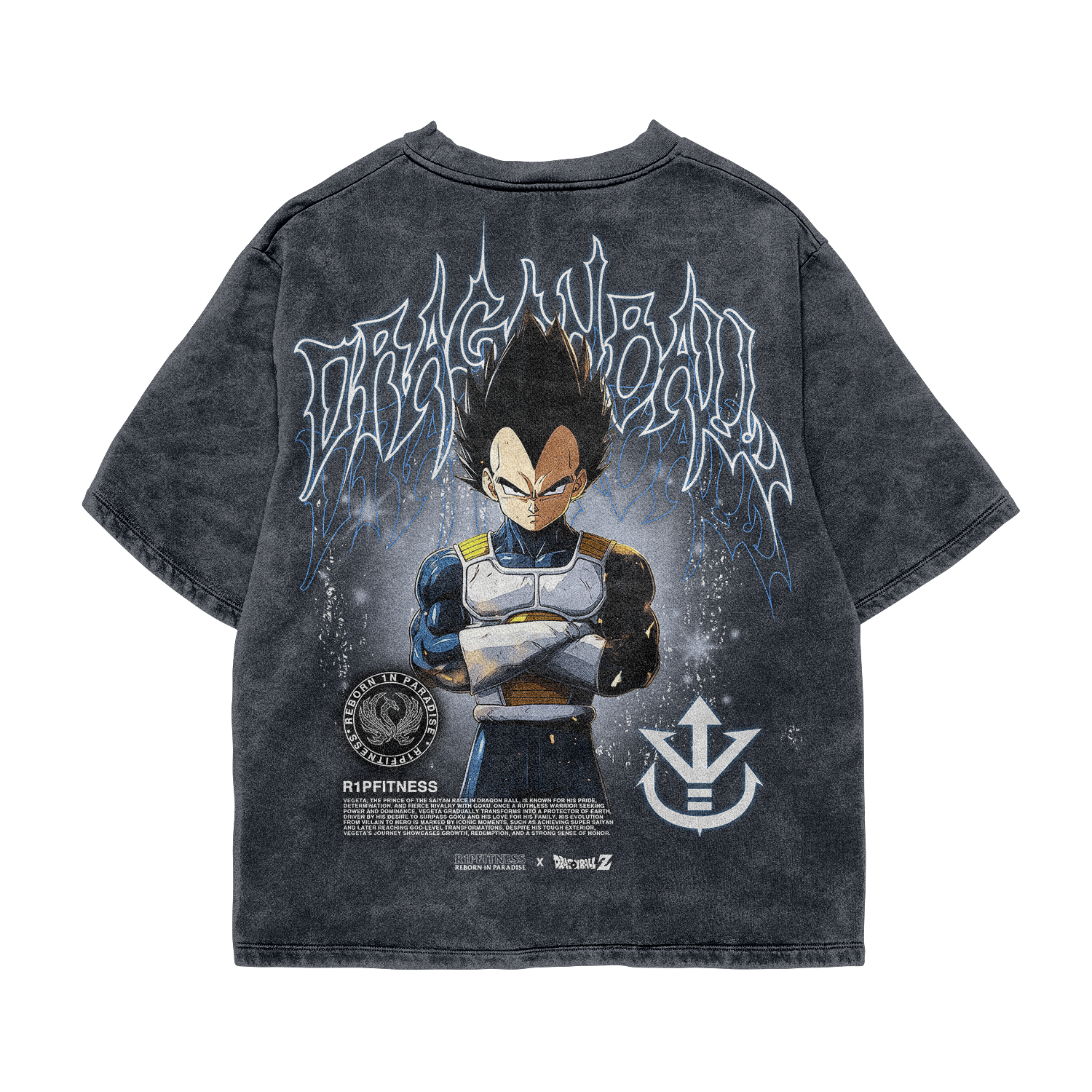 Vegeta Vintage Oversized Tee | Dragon Ball Z x R1PFitness Collection